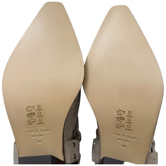 Rag & Bone Westin Harness Leather Booties In Light Sand Western Size 38 - Picture 12 of 12